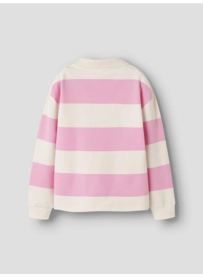 Name It Begonia Pink Kids Striped Polo Pullover Sweatshirt for Women | Best Price UAE