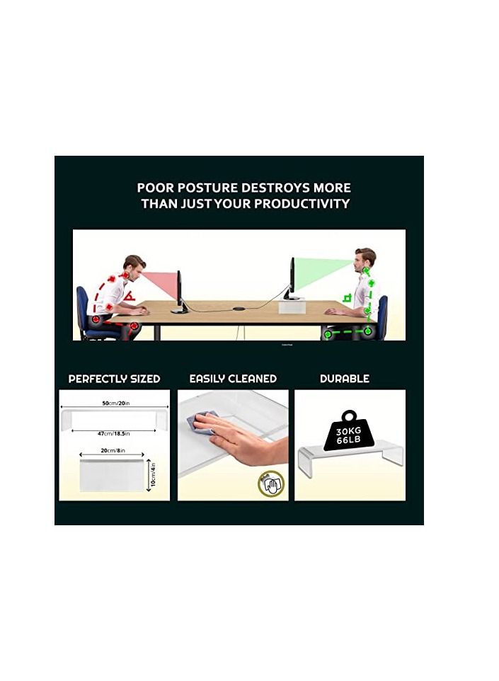 Creative Planet Premium Acrylic Monitor Stand, Monitor Riser Computer Stand for Home Office Business (Basic) - Image 4