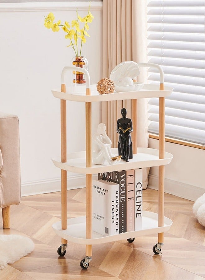 ميكسد متعددة الوظائف عربة معدنية قابلة للفك مع ثلاثة طبقة تخزين عربة الطعام رف المطبخ - Image 1