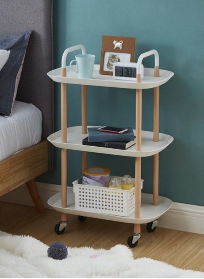 ميكسد متعددة الوظائف عربة معدنية قابلة للفك مع ثلاثة طبقة تخزين عربة الطعام رف المطبخ - Image 3