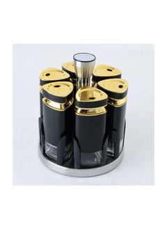 FALMER falmer Spice Carousel Rotating - 6 Pcs  " Glass & Stainless Steel Air Tight"" black & Gold"  - Image 1