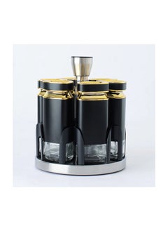 FALMER falmer Spice Carousel Rotating - 6 Pcs  " Glass & Stainless Steel Air Tight"" black & Gold"  - Image 2