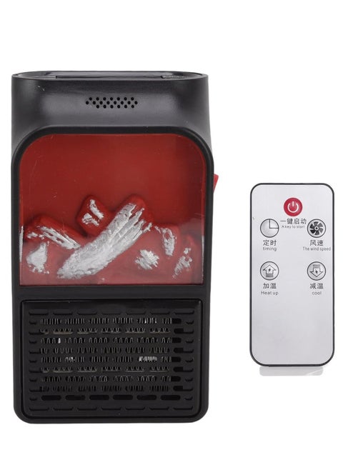 Flame Heater Mini With Italian technology , PTC Ceramic Heating 1000W Portable Fireplace Heater for rooms , office and home (EU Plug 220V) Fast Heating Built In Timer - Remote Control