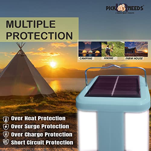 Pick Ur Needs Solar Home Rechargeable Emergency Led Lantern Light 360 Degree Floor Lamp Solar Light 4 Side Tube Light (Light Blue) - Image 3