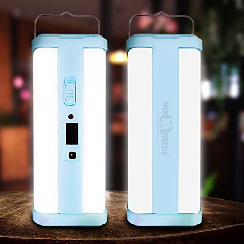 Pick Ur Needs Solar Home Rechargeable Emergency Led Lantern Light 360 Degree Floor Lamp Solar Light 4 Side Tube Light (Light Blue) - Image 1