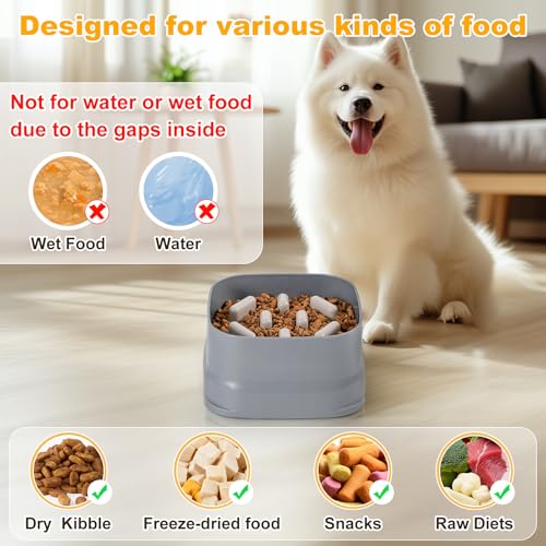 Sunhoo Slow Feeder Dog Bowls Large Breed Puppy Puzzle Feeding Dish Maze Feed Bowl Small Medium Dogs Plate Adjustable Ridges to Slower Down Eating Anti-slip Easy to Clean Indoor Use 7.5*7.5*4 in(Grey) - Image 5