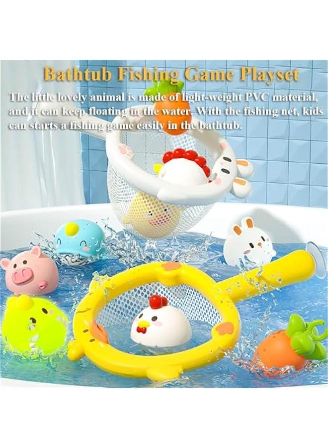 Glowing Fishing Bath Toy, Glowing Animal Ball Tub Toy Light Up Bathtub Toy Luminous Animal Floating Toy Tub Fishing Game Bath Toy Tub Basketball Hoop Toy (3PCS Glowing Animal Balls-1)  - Image 2