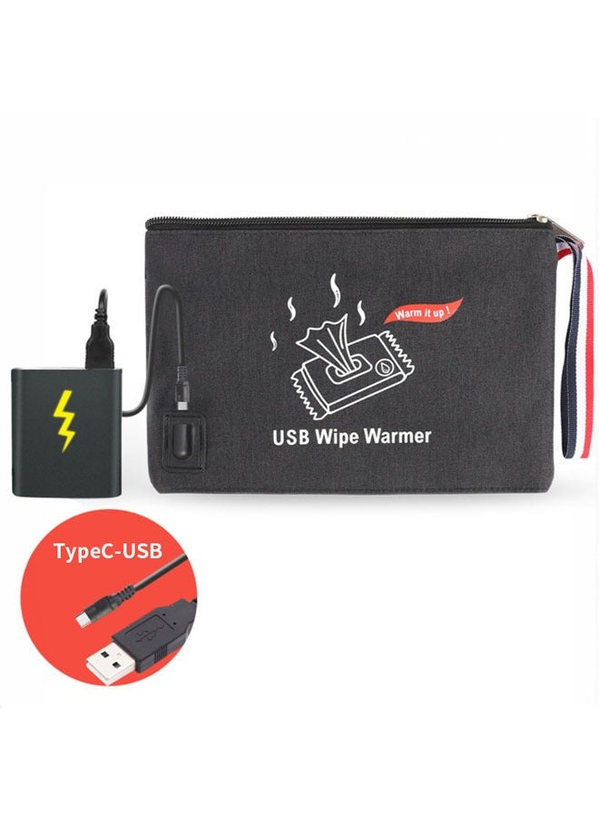 USB Baby Wipes Warmer Portable Baby Wipes Heating Baby Wipes Heating Bag Travel  Mobile Warm Bag 9.45 x 6.3 inches - Image 1