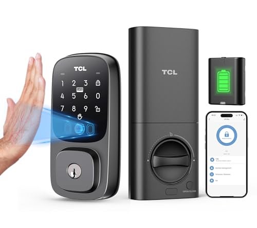 TCL D1 Pro Palm Vein Smart Lock Keyless Entry Door Lock Upgraded Rechargeable Battery Front Door Smart deadboalt App Remote Control AutoLock Waterproof Works with Alexa - Image 1