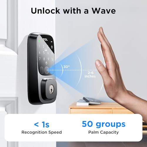 TCL D1 Pro Palm Vein Smart Lock Keyless Entry Door Lock Upgraded Rechargeable Battery Front Door Smart deadboalt App Remote Control AutoLock Waterproof Works with Alexa - Image 3