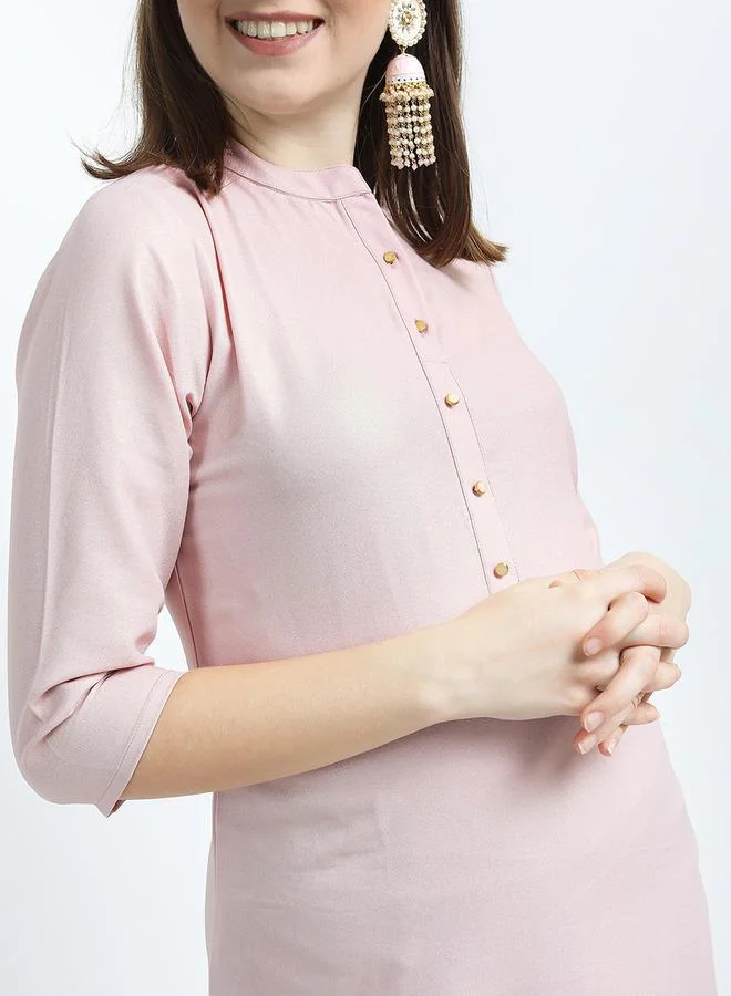 Vishudh Vishudh Women Pink Solid Straight Kurta