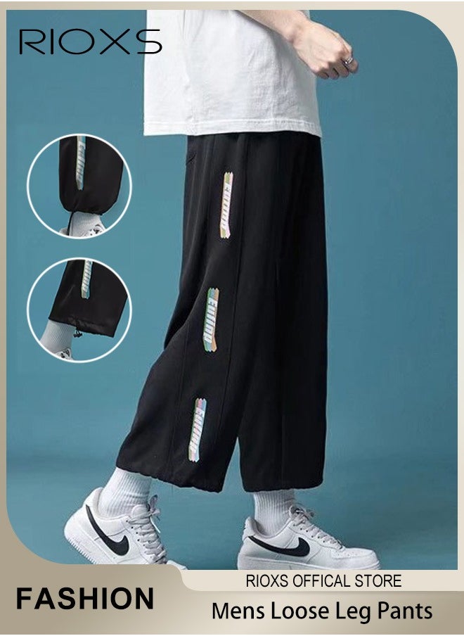 RIOXS - Men's Sweatpants,Loose Leg Pants With Adjustable Ankle Cinch Cord,Elastic Waist Jogger Pants,Sweat Pants For Men Teens With Pockets,Running Jogging Workout Track Pants - Image 1