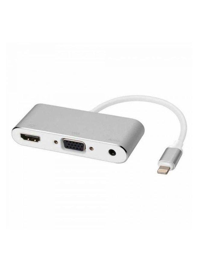 Lightning To Digital AV Multiport Adapter For Apple iPhone Silver - Image 2