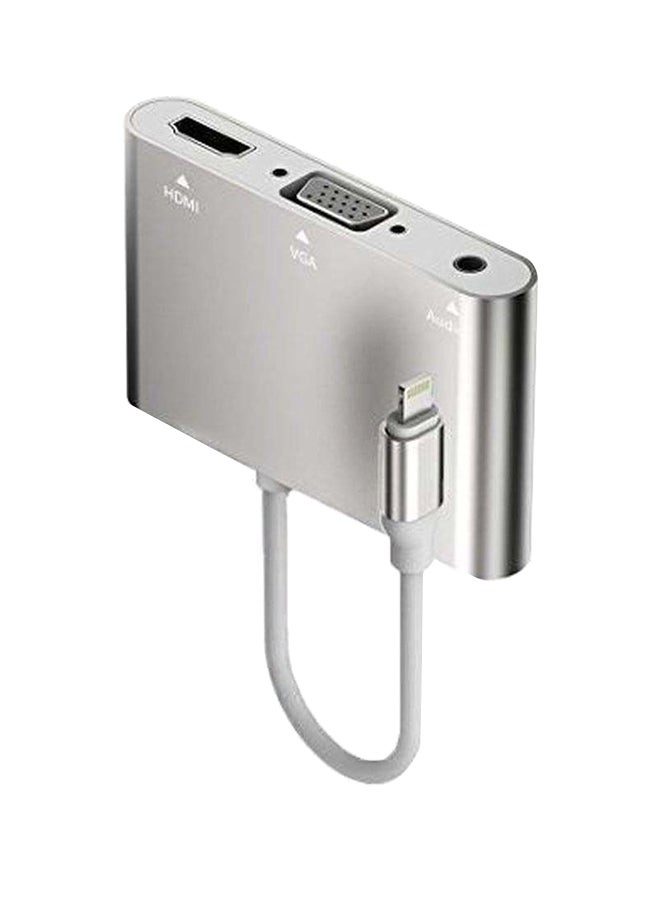 Lightning To Digital AV Multiport Adapter For Apple iPhone Silver - Image 1