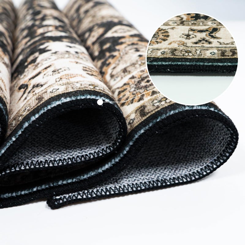 TOPRUUG Washable Hallway Runner Rug 3x16: Non Slip Runner Rugs with Rubber Backing Soft Kitchen Rug Farmhouse Distressed Carpet Runner for Living Room Bedroom Bathroom (Black, 3X16) - Image 4