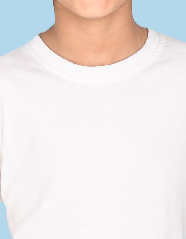 Nusyl Boys Half Sleeves Solid T-Shirt for Kids | Soft Cotton Blend | Comfortable Regular Fit | Casual 2-16 Years | White - Image 3
