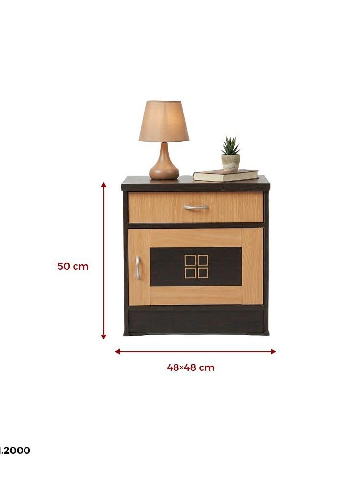 Concent Bed Side Table with Drawer and Cabinet - Durable Wood - Multicolor Design for Bedrooms and Living Rooms - Image 4