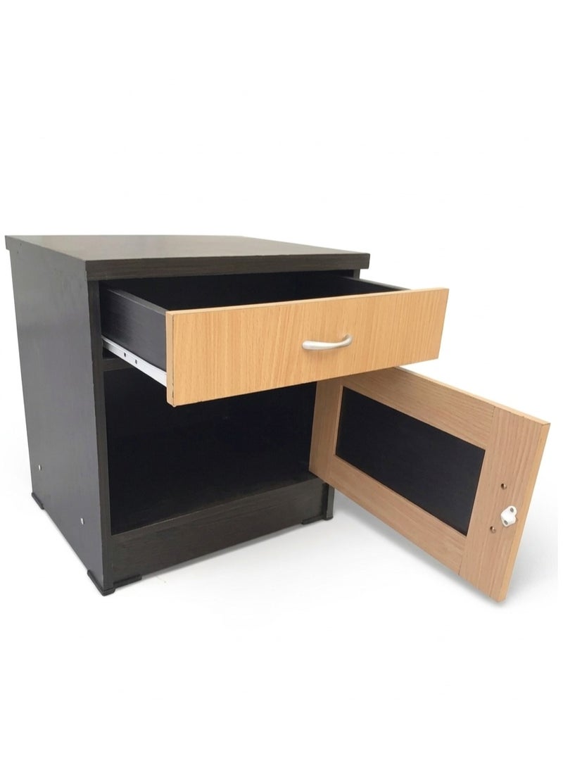 Concent Bed Side Table with Drawer and Cabinet - Durable Wood - Multicolor Design for Bedrooms and Living Rooms - Image 2