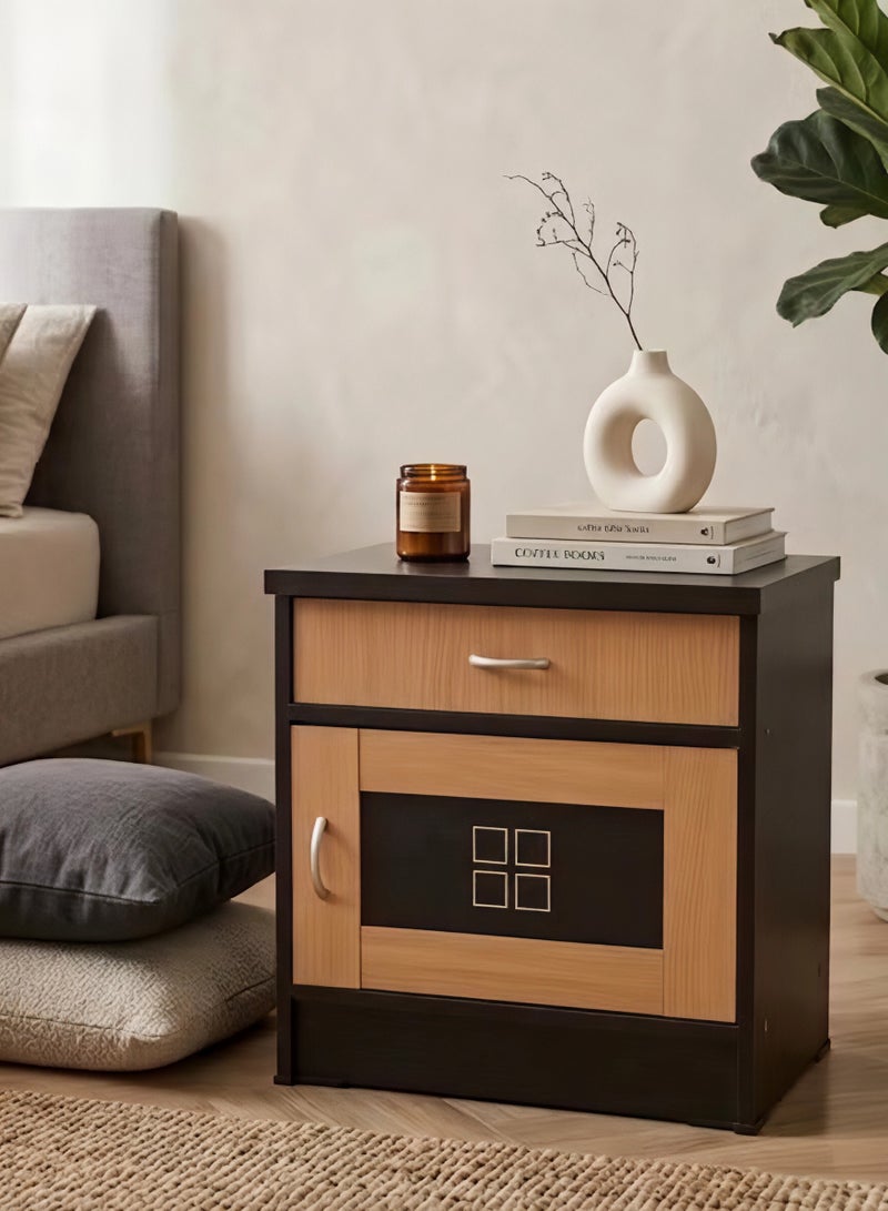 Concent Bed Side Table with Drawer and Cabinet - Durable Wood - Multicolor Design for Bedrooms and Living Rooms - Image 3
