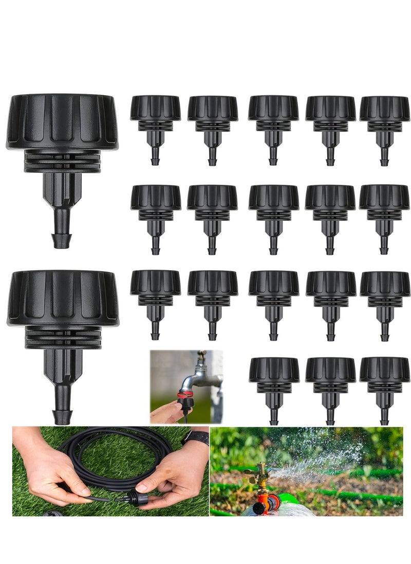 Excefore Drip Irrigation Hose Connectors, 1/4 Inch Drip Irrigation Tubing x 3/4 FHT Swivel Garden Faucet Adapter, Convert 3/4" Garden Hose to 1/4" Drip Pipe for Irrigation Kits (20-Pack)  - Image 1