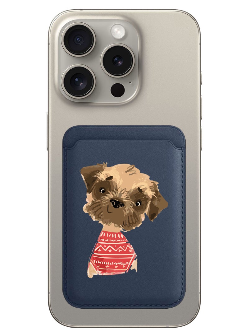 Theodor Magnetic Wallet, Compatible with MagSafe Wallet, for iPhone Wallet, for iPhone 16/15/14/13/12 Series, Not for iPhone 13/12 mini, 3 Card Holder, Vegan Leather, Navy - Dollar bag - Image 1