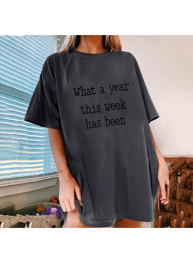 Spring And Summer New Print Round Neck Casual Short Sleeve Loose Fit Large Size - Image 1