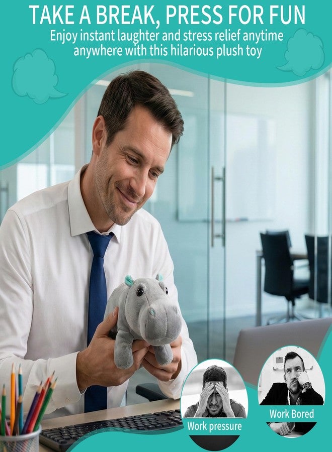 Freetoes دمية فرس النهر المحشوة من فريتوز، 14 بوصة، دمية فرس النهر المحشوة المضحكة التي تصدر صوت ضرطة، ألعاب فرس النهر القطيفة المنزلية، هدايا مضحكة، أشياء غريبة لمقالب المكتب، صانع أصوات المقالب - Image 5