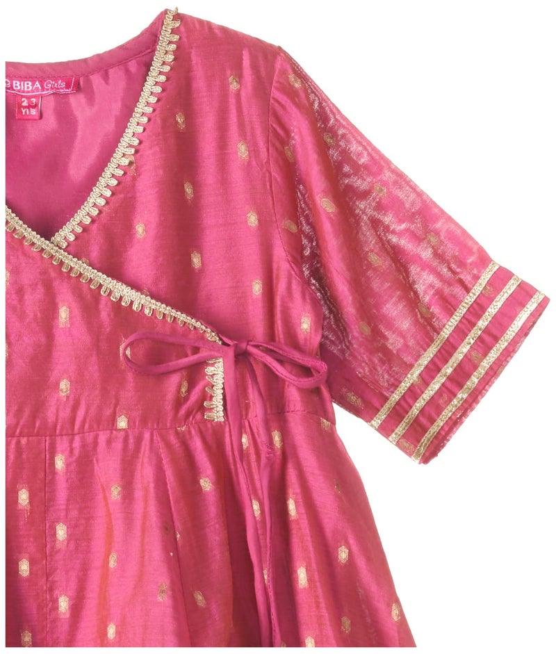 Biba Girls Pink Polyester Anarkali Suit Set_8-9 Year - Image 3