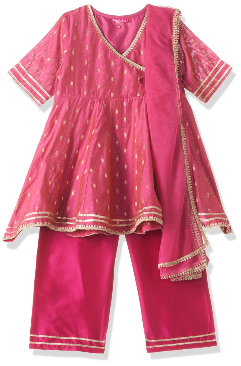 Biba Girls Pink Polyester Anarkali Suit Set_8-9 Year - Image 2