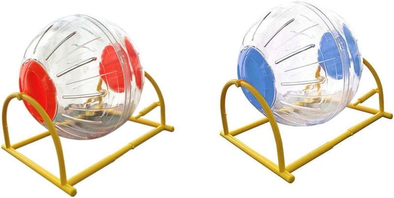 SHOWERORO 2pcs Hamster Exercise Wheels Running Balls with Bracket, Small 12cm Diameter, Plastic Pet Plaything for Hamsters and Cage - Image 1