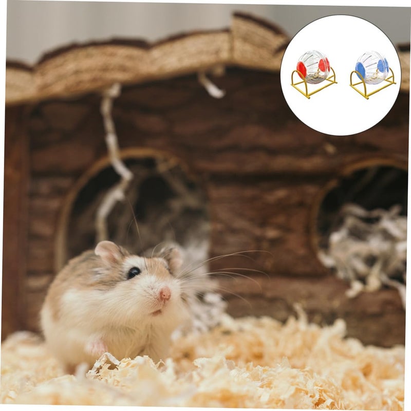 SHOWERORO 2pcs Hamster Exercise Wheels Running Balls with Bracket, Small 12cm Diameter, Plastic Pet Plaything for Hamsters and Cage - Image 5