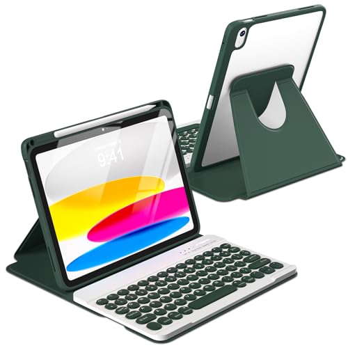 besky Keyboard case for iPad A16 11th 10th Generation 11/10.9 inch, Detachable Keypad，360 Rotatable Magnetic Cover with Pencil Holder for iPad 11 2025 10 Gen 2022 - Dark Green - Image 1