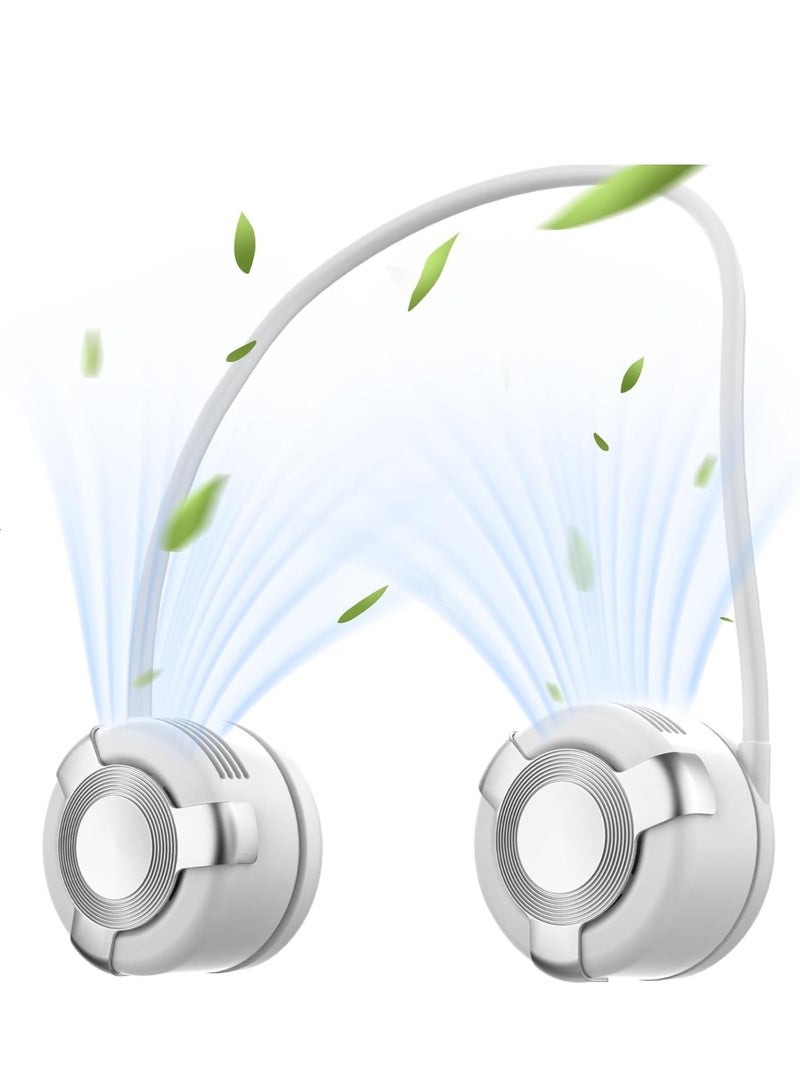 general Portable Neck Fan,720°Rotatable Hands-Free Personal Fan•USB Rechargeable with 3 Speeds Bladeless Fan, Adjustable MiniFan for Indoor Outdoor (White) - Image 1