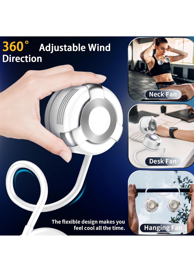 general Portable Neck Fan,720°Rotatable Hands-Free Personal Fan•USB Rechargeable with 3 Speeds Bladeless Fan, Adjustable MiniFan for Indoor Outdoor (White) - Image 2