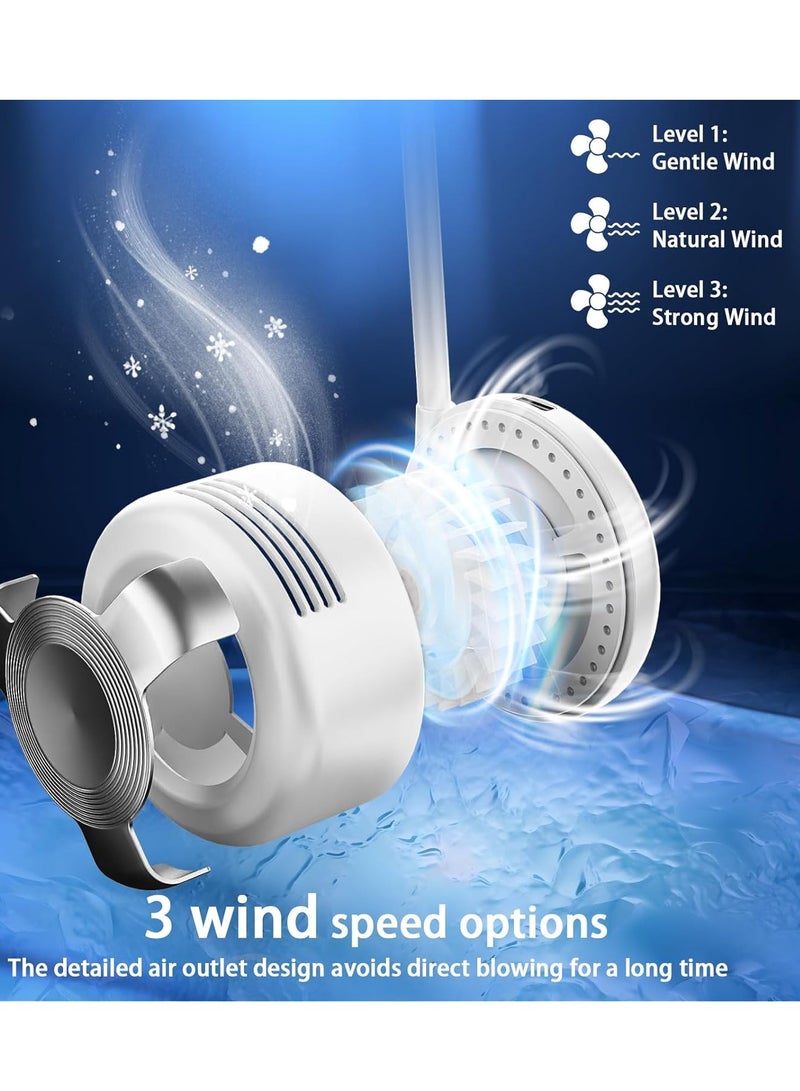 general Portable Neck Fan,720°Rotatable Hands-Free Personal Fan•USB Rechargeable with 3 Speeds Bladeless Fan, Adjustable MiniFan for Indoor Outdoor (White) - Image 3