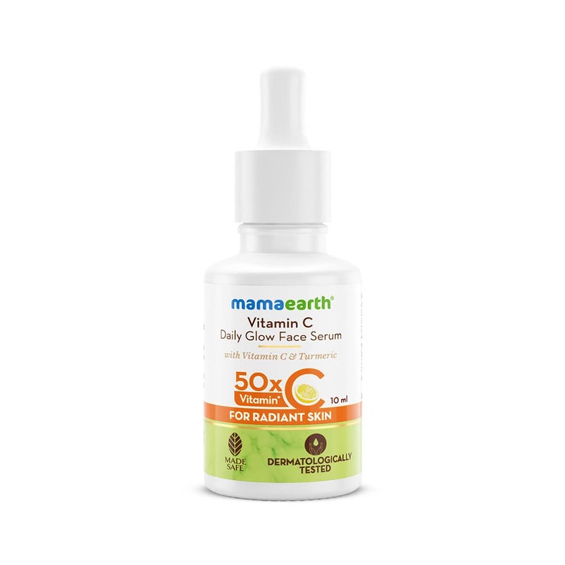 Mamaearth Mamaearth Vitamin C Daily Glow Face Serum | Youthful Radiant Skin with Turmeric | Unisex, Lightweight Hydration for All Skin Types | 0.34 Fl Oz (10ml) 