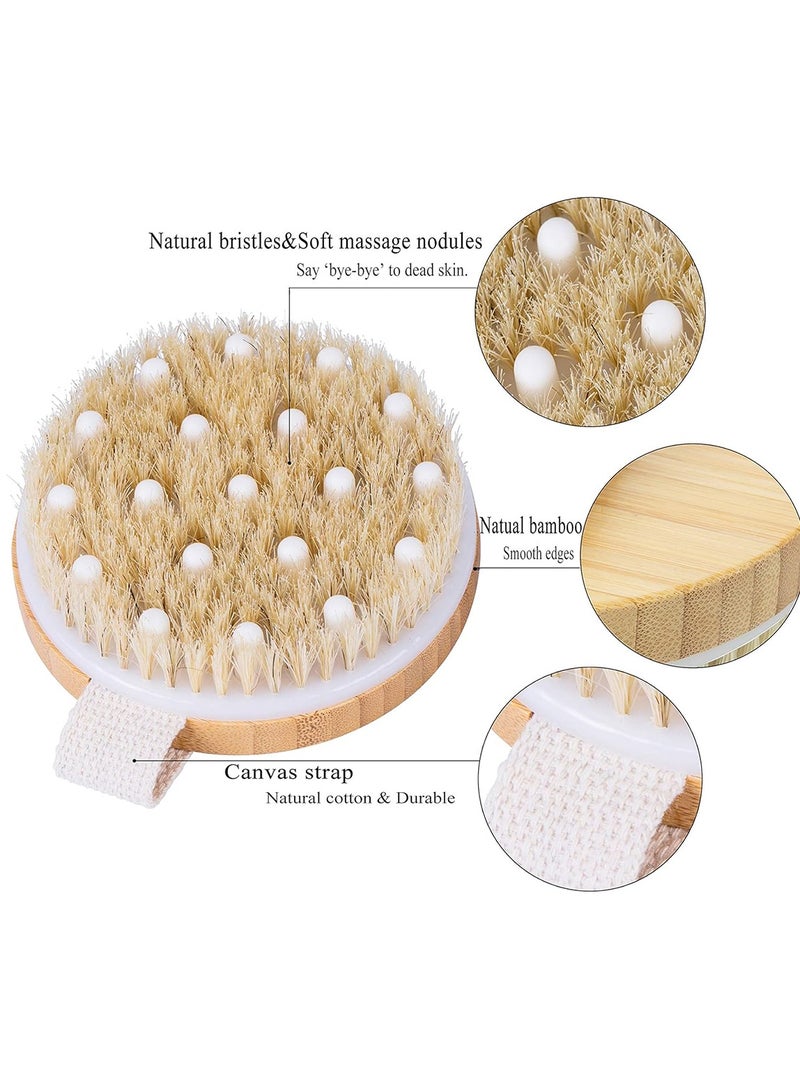 Loquat Wet or Dry Brushing Body Brush with Soft Massage Nodules Dry Brush for Exfoliate Skin Cellulite Treatment Stimulates Circulation and Glowing Skin Shower Brush Body Scrubber - Image 2