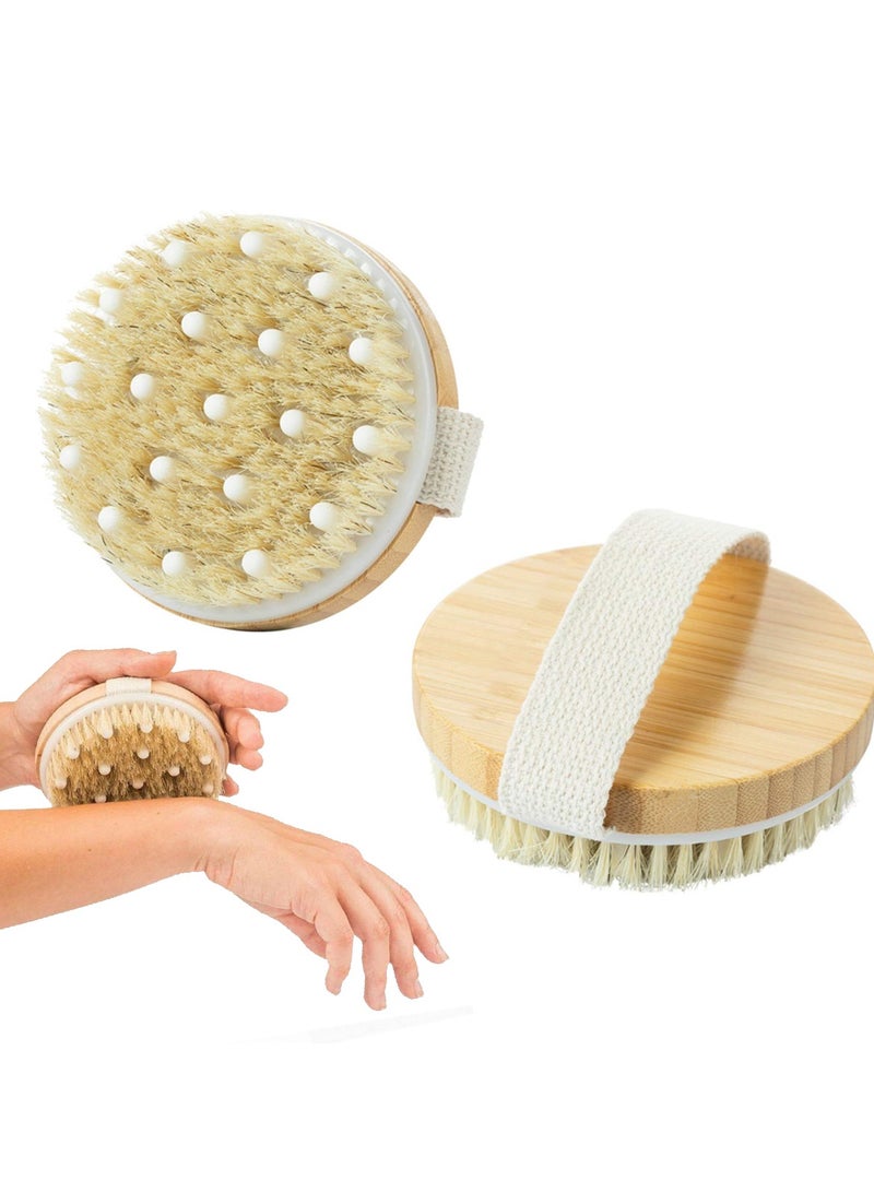 Loquat Wet or Dry Brushing Body Brush with Soft Massage Nodules Dry Brush for Exfoliate Skin Cellulite Treatment Stimulates Circulation and Glowing Skin Shower Brush Body Scrubber - Image 1