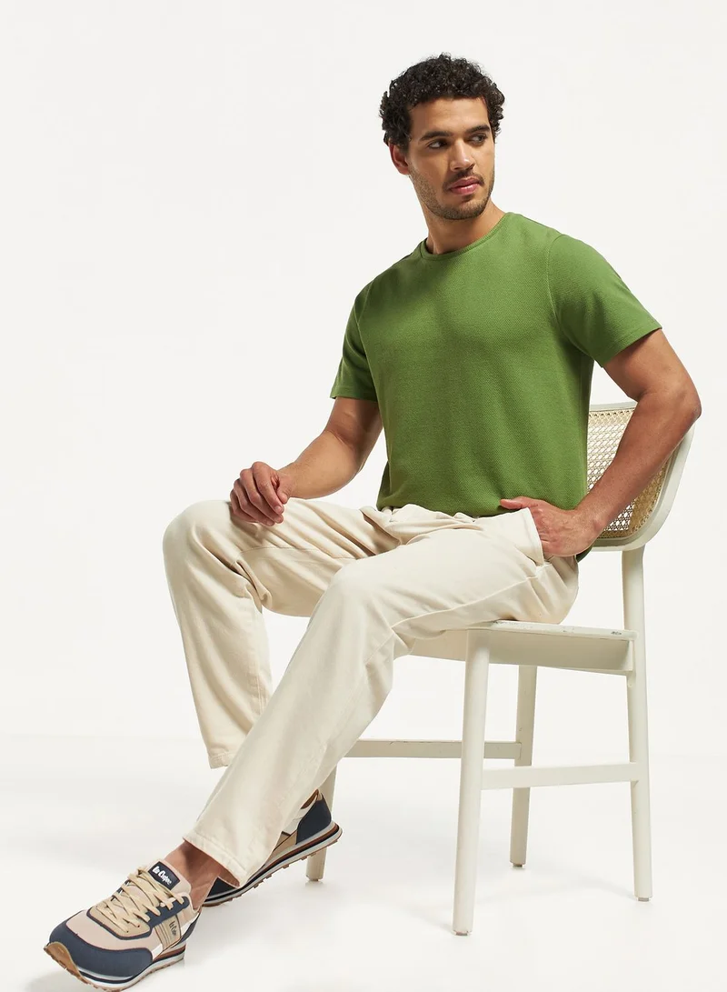 Iconic Popcorn Textured Crew Neck T-Shirt