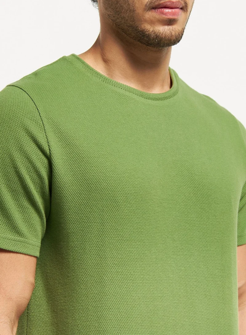 Iconic Popcorn Textured Crew Neck T-Shirt