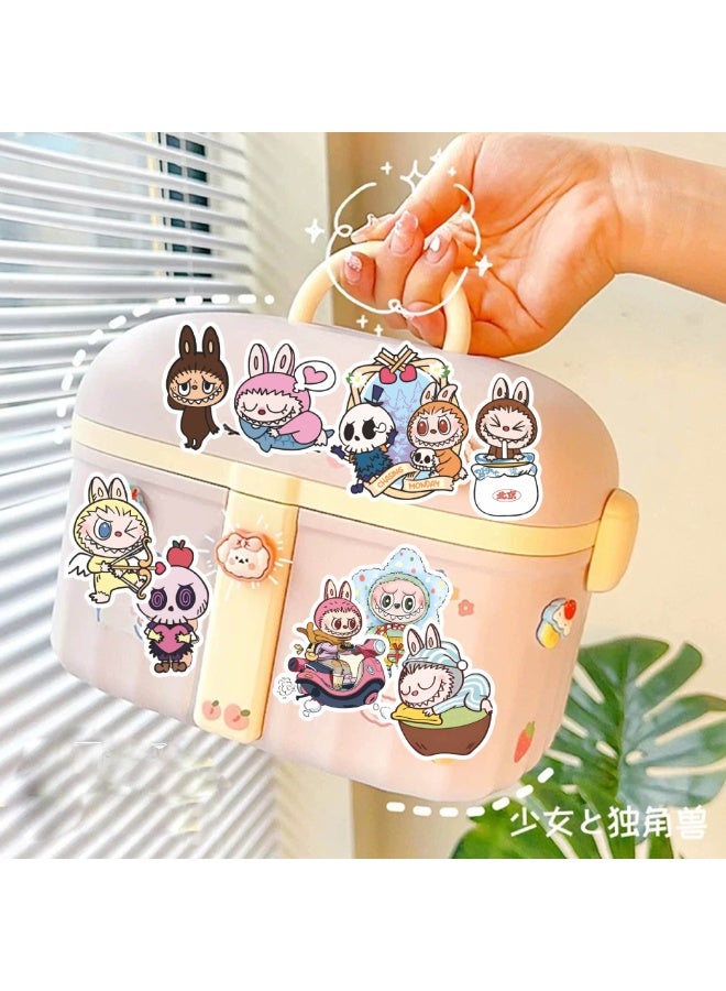 JAYATO 100 PCS Labubu POP MART Collectible Creature Stickers, Durable Labubu POP MART Graffiti Decals - Waterproof Cartoon Pack for Kids, Girls Boys and Teens Adults, Durable Vinyl Decals for Bikes Laptop Computer PC Guitar Skateboard Water Bottles Phone Motorcycle, Case, Car, Notebook, Journal, Aesthetic, Birthday Party Toys,  as Gifts - Image 5