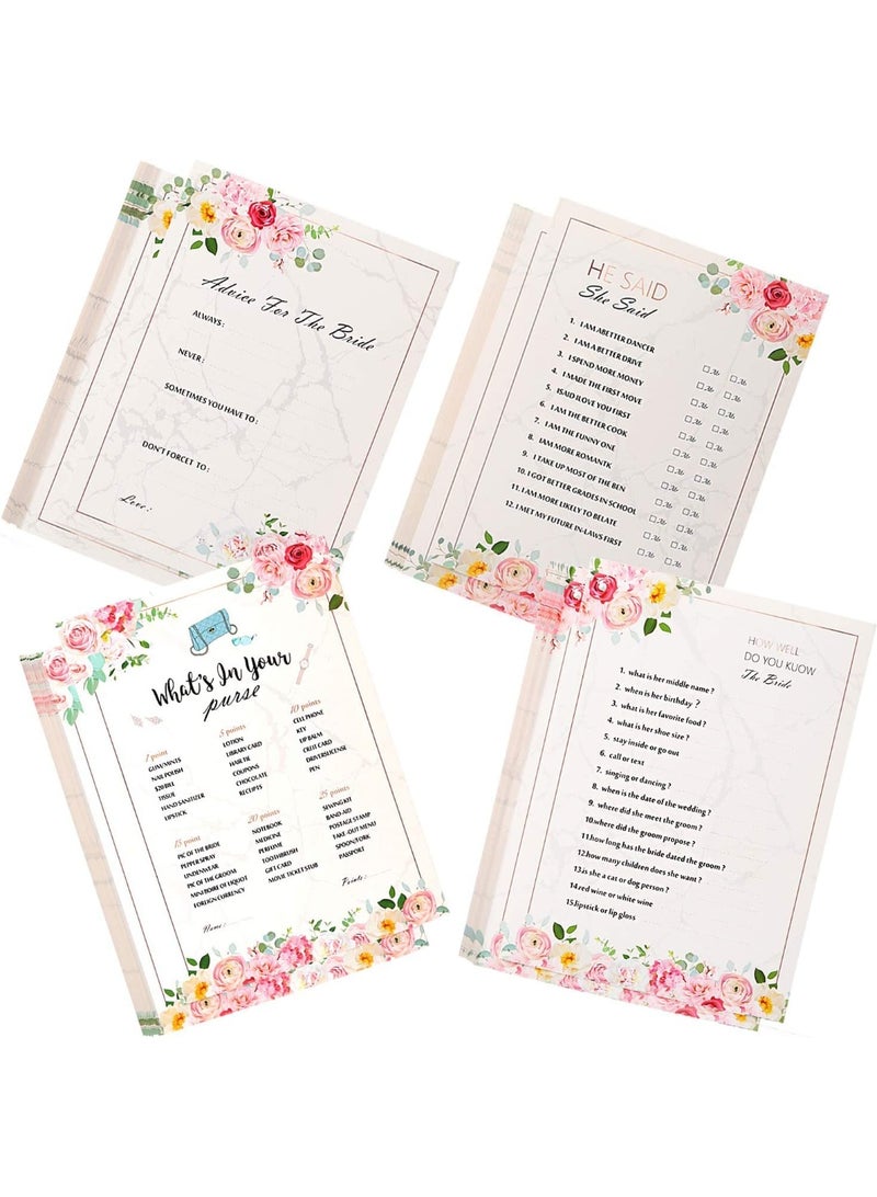 fantasize 40pcs Hen Night Party Games, Advice For The Bride Cards, How Well do You Know the Bride, 4 Games, for hen do or bridal shower with the bride to be, Pink, 5 x 7 Inches - Image 1