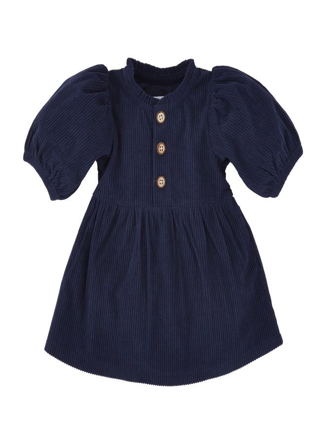 Mud Pie Children Solid Corduroy Dress; 3-6M Blue
