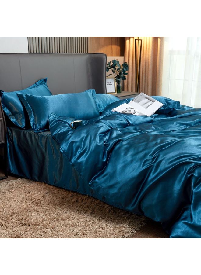 Sharpdo 4Piece Duvet Cover Set Polyester Blue 220x240cm - Image 3