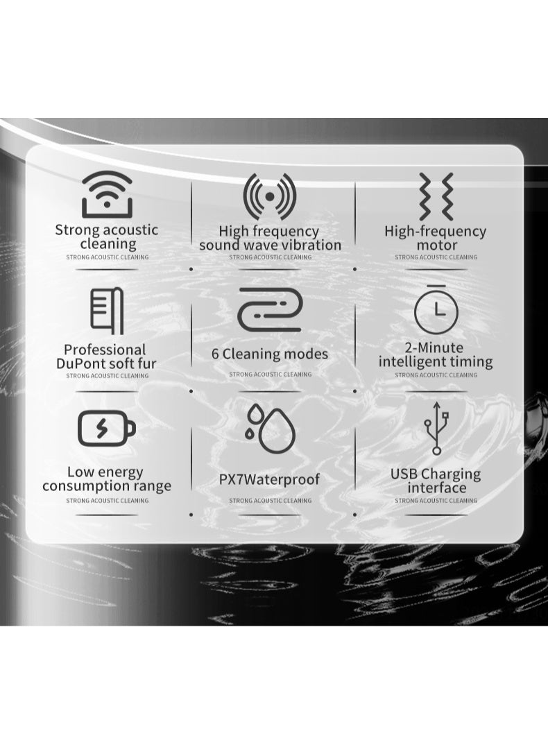 SahlTech Electric Toothbrush with 10 Brush Heads and Travel Case, Ultra Sonic Motor Toothbrush, 6 Modes and Built-in 2-Minute Smart Timer for Adults and Teenagers (Black) - Image 5