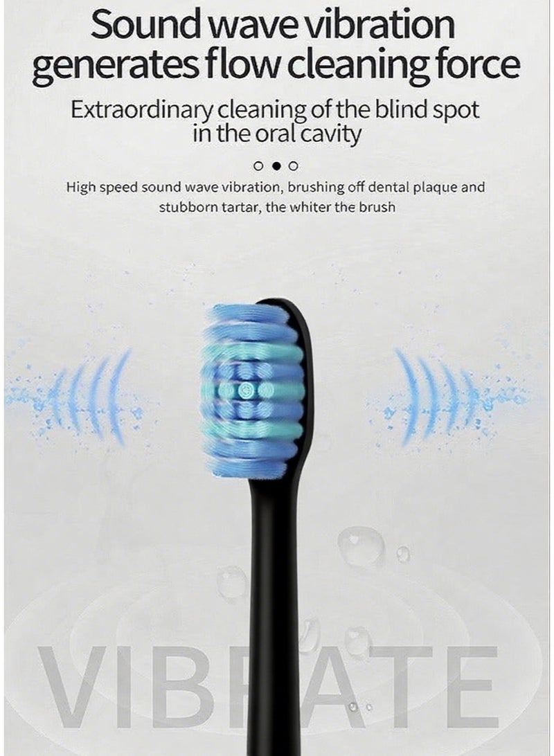 SahlTech Electric Toothbrush with 10 Brush Heads and Travel Case, Ultra Sonic Motor Toothbrush, 6 Modes and Built-in 2-Minute Smart Timer for Adults and Teenagers (Black) - Image 4
