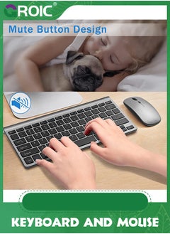 GROIC Wireless Keyboard and Mouse Combo, Compact Quiet Wireless Keyboard and Mouse Set 2.4G Ultra-Thin Design for Windows, Computer, Desktop, PC, Notebook, Laptop  - Image 3