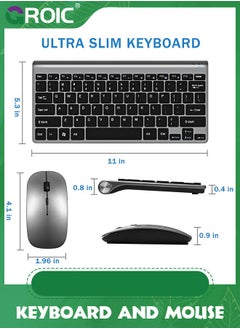 GROIC Wireless Keyboard and Mouse Combo, Compact Quiet Wireless Keyboard and Mouse Set 2.4G Ultra-Thin Design for Windows, Computer, Desktop, PC, Notebook, Laptop  - Image 2