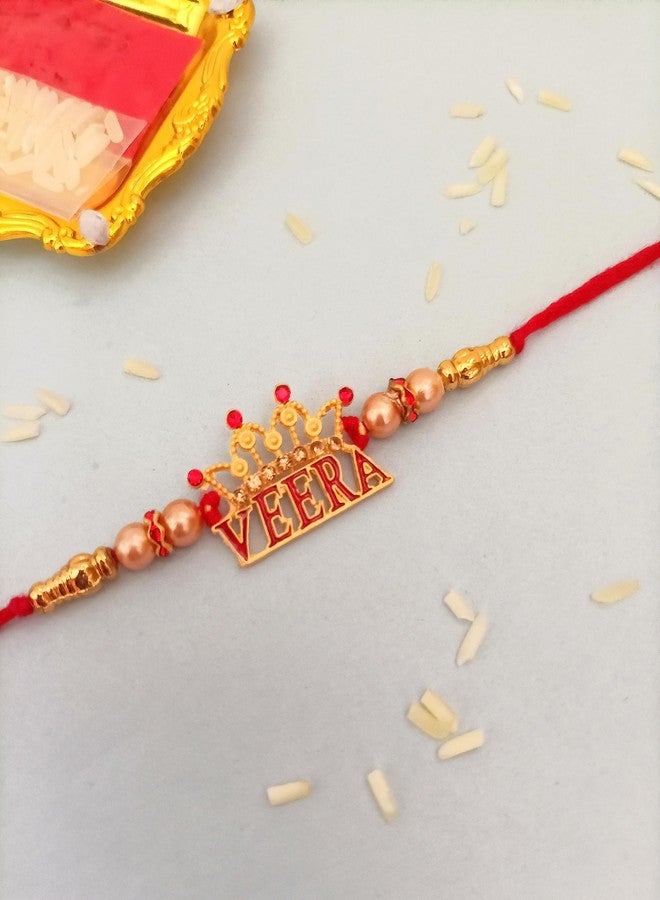 Craftomanic® Premium Rakhi للأخ/Bhai حزمة من 2 راخي معدني لـ Bhai Dora Rakhi مع مجموعة Roli Chawal/Rakhi لسوار Bhaiya/Rakhi| الأخ راخي سيت/راكي مع رولي شوال باكت - Image 2