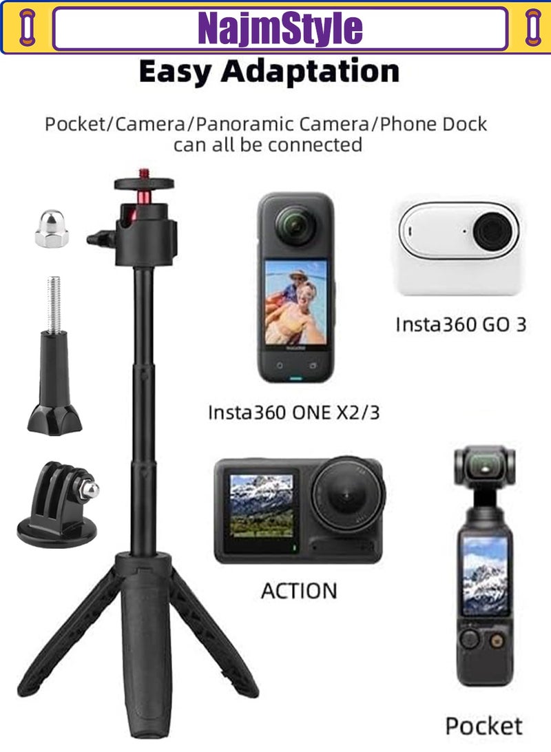 نجم ستايل حامل ثلاثي القوائم مكتبي متوافق مع DJI Pocket 3/ Insta360 Go 3S X4 X5/Action 5 Pro 4 ملحقات حامل ثلاثي القوائم قابل للتمديد مع محول 1/4 - Image 5